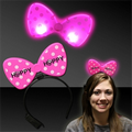 Light Up LED Polka Dot Bow Headband - Pink